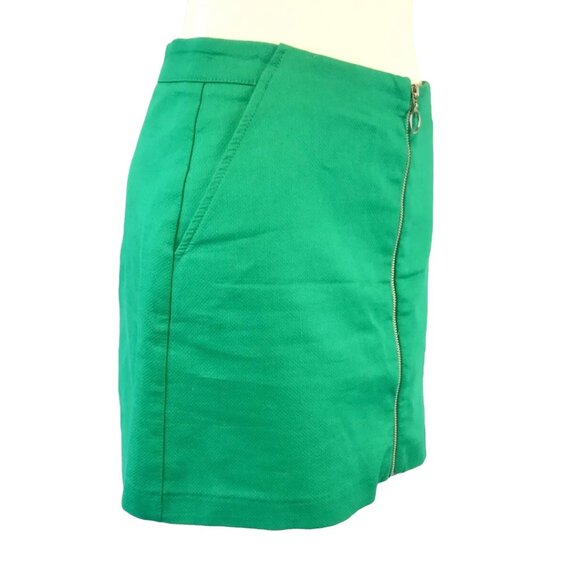 Zara Trafaluc Mini Skirt Textured Green Zip Up Size Small - Picture 3 of 8